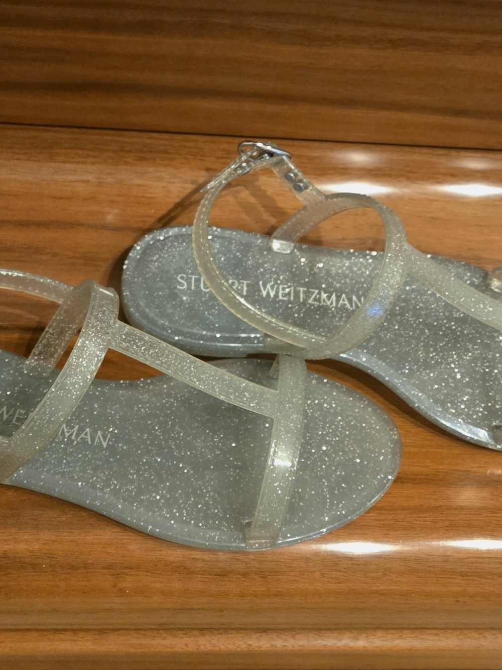 Stuart Weitzman Sparkle Clear Jelly Sandals
